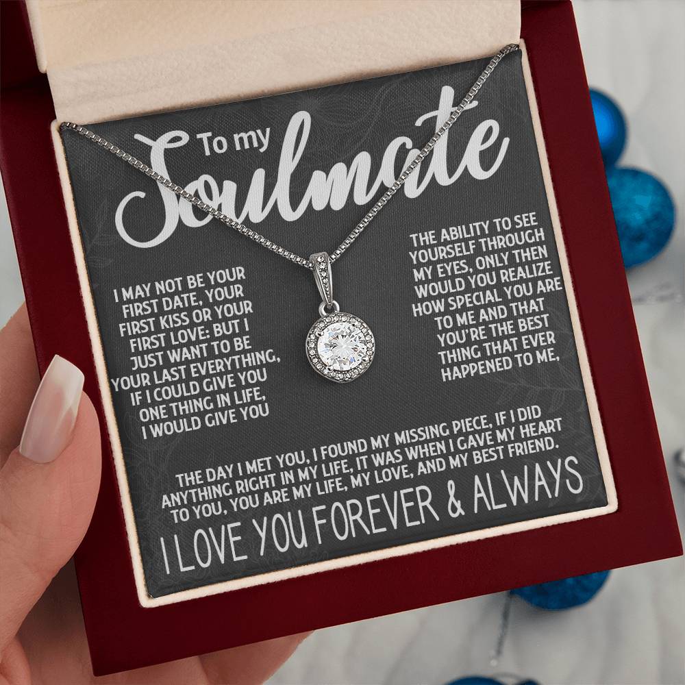 To My Beautiful Soulmate Necklace with Message Card, Gift For Valentine's Day, Birthday, Anniversary, Christmas, Stainless Steel