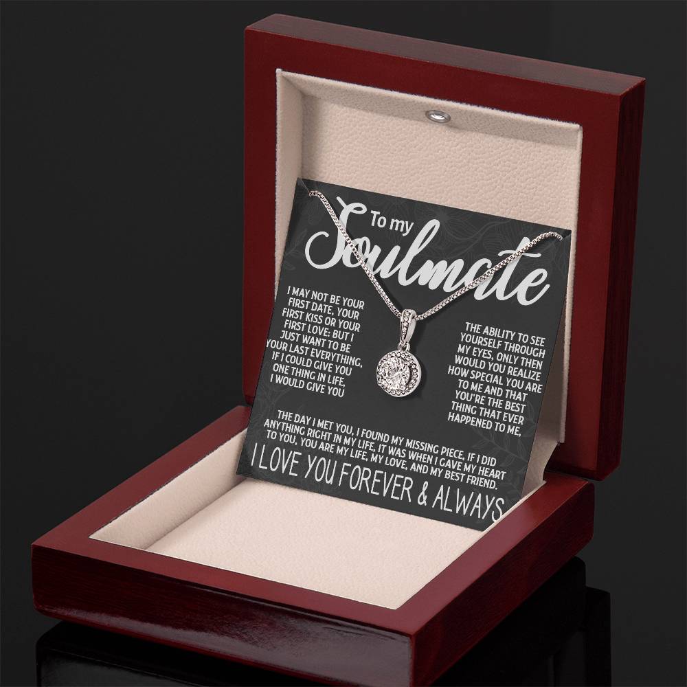 To My Beautiful Soulmate Necklace with Message Card, Gift For Valentine's Day, Birthday, Anniversary, Christmas, Stainless Steel