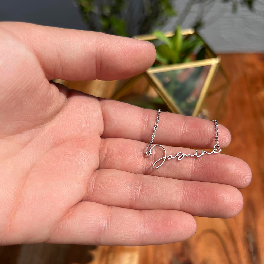 TO MY BEST FRIEND, SIGNATURE NAME NECKLACE WITH MESSAGE CARD, GIFT FOR FRIEND, UNIQUE GIFT FOR HER, BIRTHDAY GIFT