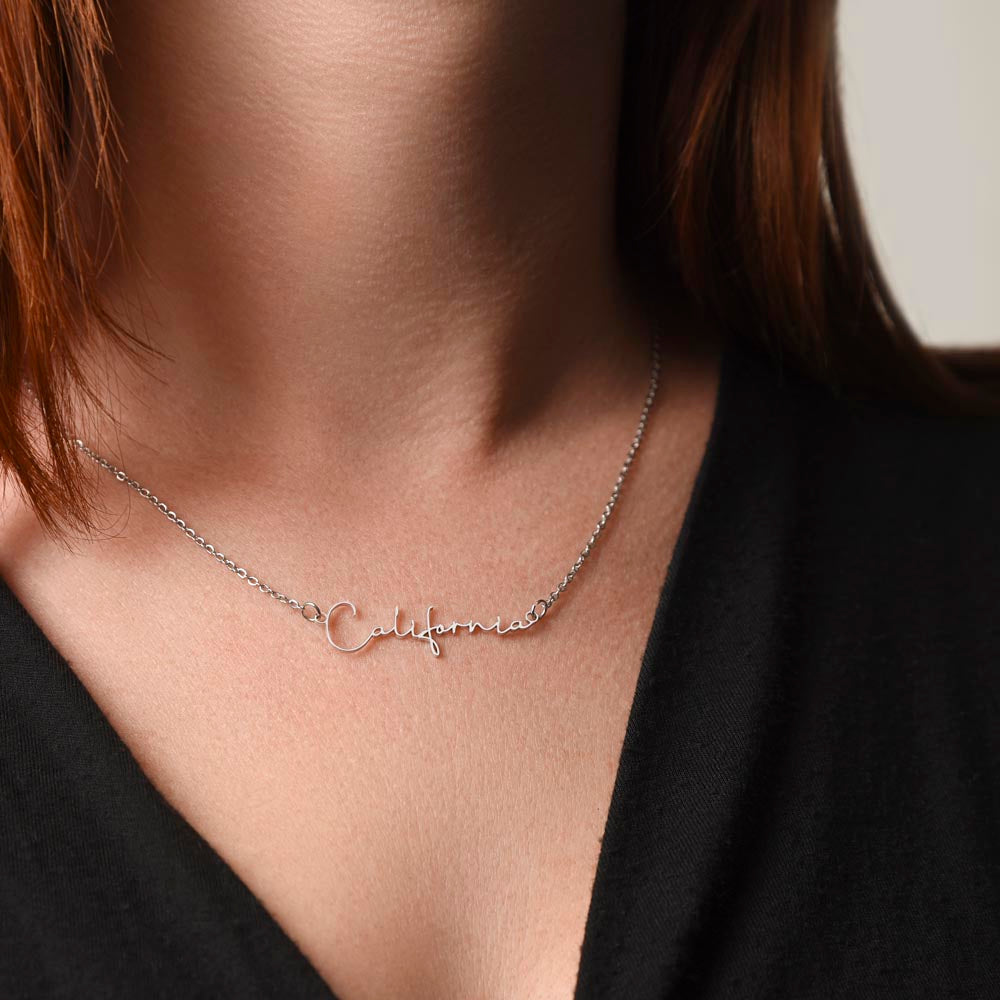 TO MY BEST FRIEND, SIGNATURE NAME NECKLACE WITH MESSAGE CARD, GIFT FOR FRIEND, UNIQUE GIFT FOR HER, BIRTHDAY GIFT
