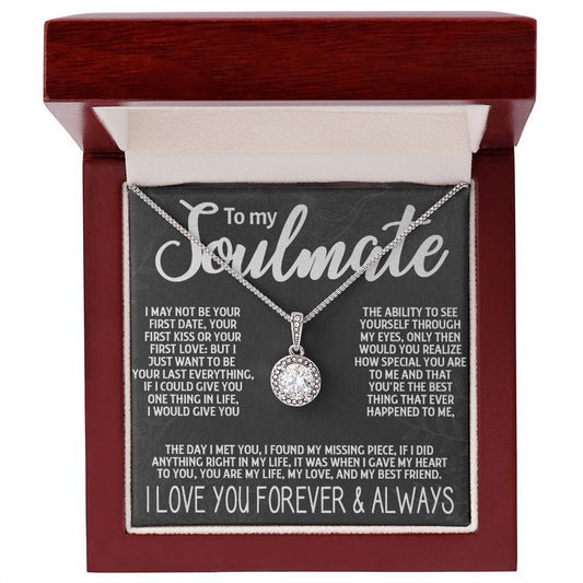 To My Beautiful Soulmate Necklace with Message Card, Gift For Valentine's Day, Birthday, Anniversary, Christmas, Stainless Steel