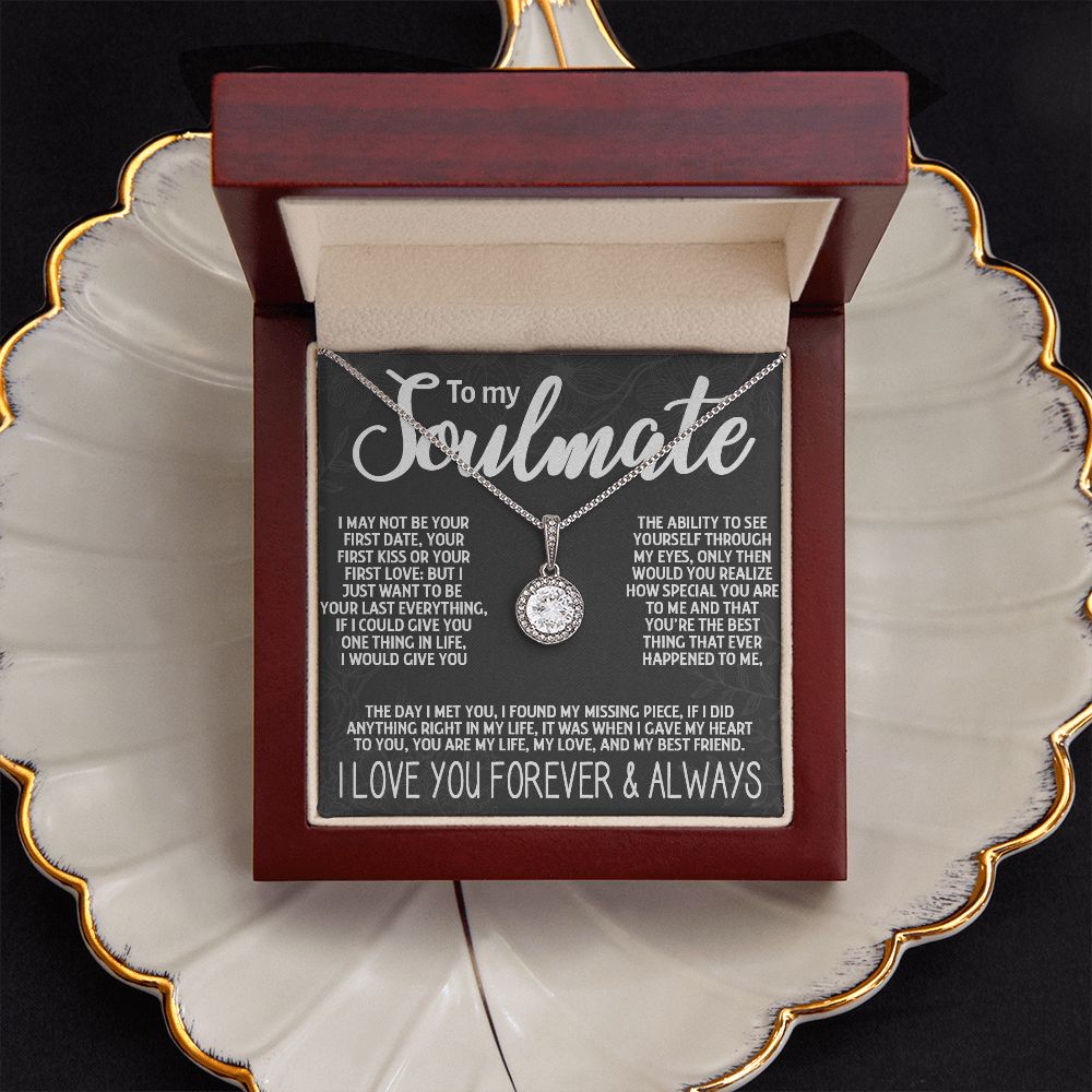 To My Beautiful Soulmate Necklace with Message Card, Gift For Valentine's Day, Birthday, Anniversary, Christmas, Stainless Steel