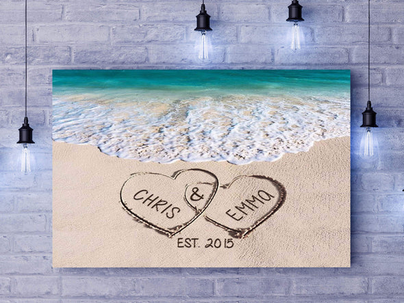 Canvas Print Love on Beach - Personalized Canvas Print Gift