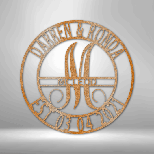 Custom Copper / 12" Elaborate Name - Steel Sign