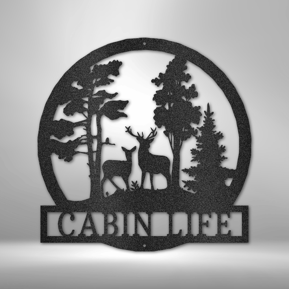 Jewelry Black / 15 Deer In The Woods - Steel Sign