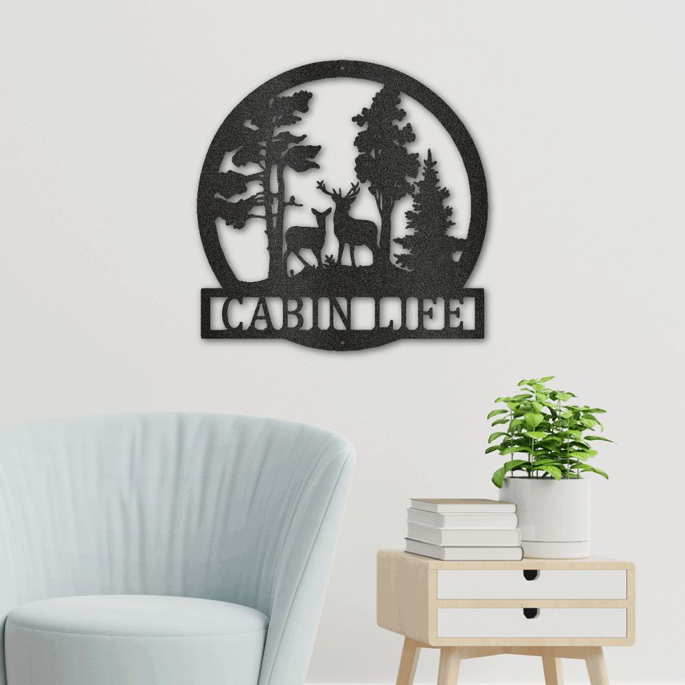 Jewelry Black / 18 Deer In The Woods - Steel Sign