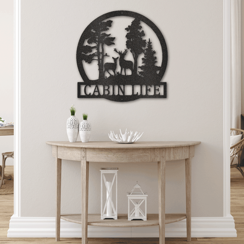 Jewelry Black / 30 Deer In The Woods - Steel Sign