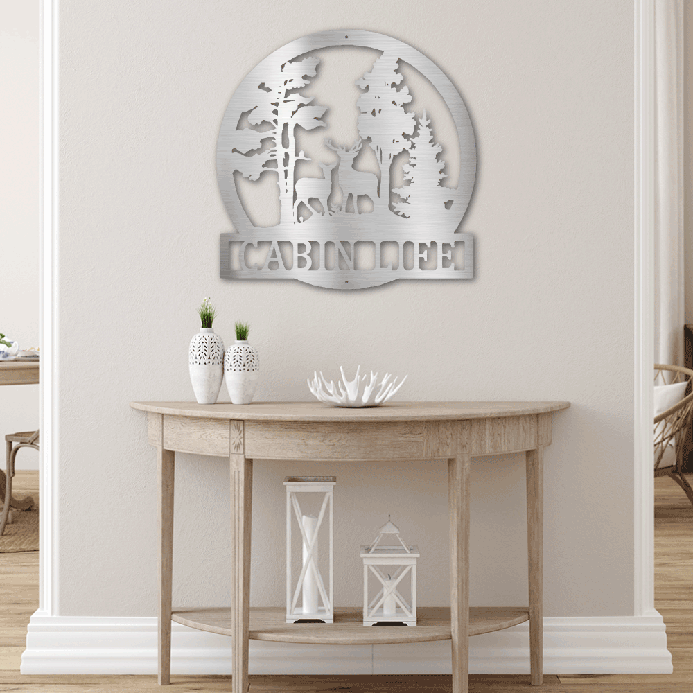 Jewelry Silver / 30 Deer In The Woods - Steel Sign