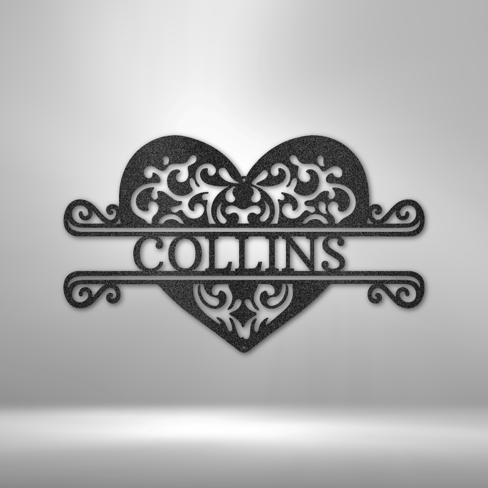 Jewelry Black / 15 Fancy Heart Monogram - Steel Sign