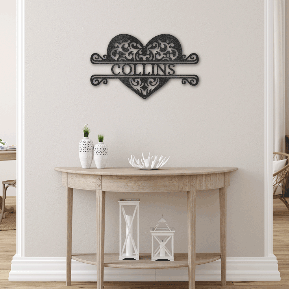 Jewelry Black / 30 Fancy Heart Monogram - Steel Sign