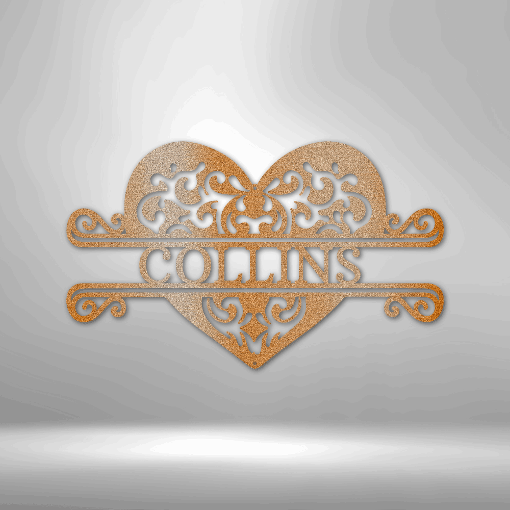 Jewelry Copper / 15 Fancy Heart Monogram - Steel Sign