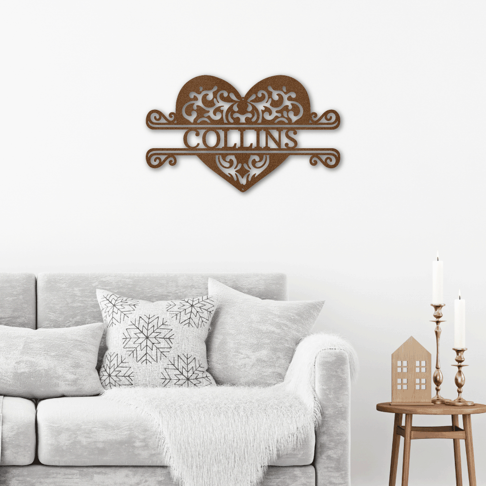 Jewelry Copper / 24 Fancy Heart Monogram - Steel Sign