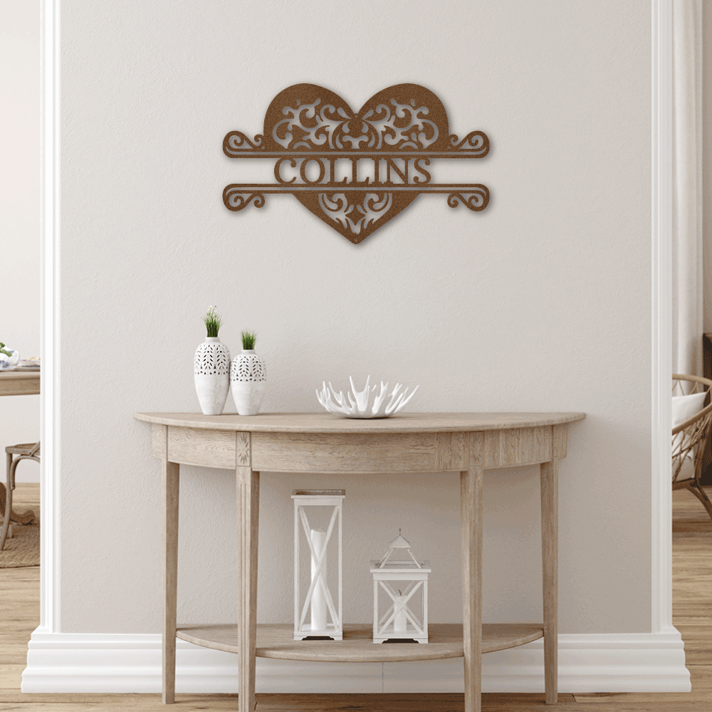 Jewelry Copper / 30 Fancy Heart Monogram - Steel Sign