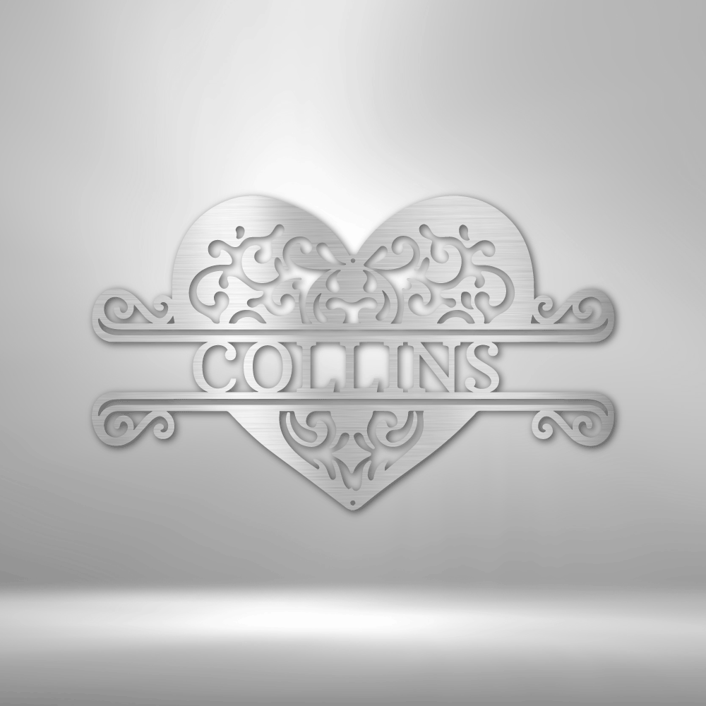 Jewelry Silver / 15 Fancy Heart Monogram - Steel Sign