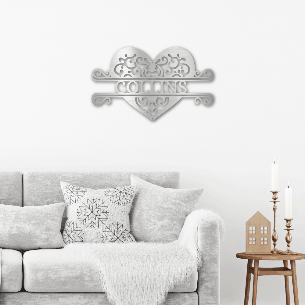 Jewelry Silver / 24 Fancy Heart Monogram - Steel Sign