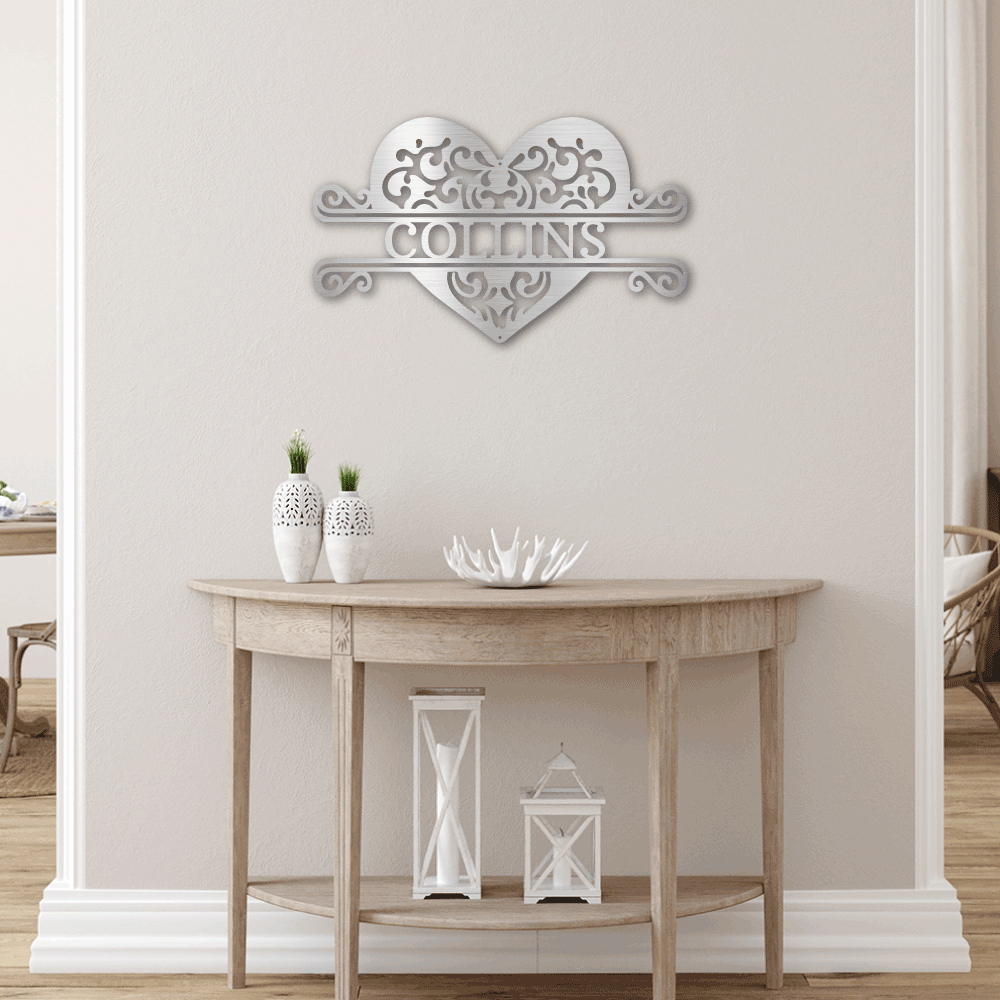 Jewelry Silver / 30 Fancy Heart Monogram - Steel Sign