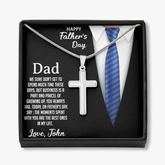 Jewelry Gift For Dad For Father's Day, Artisan Crafted Necklace For Father From Kids, Dad The Moments Spent With You Are The Best Ones, Custom Silver Necklace