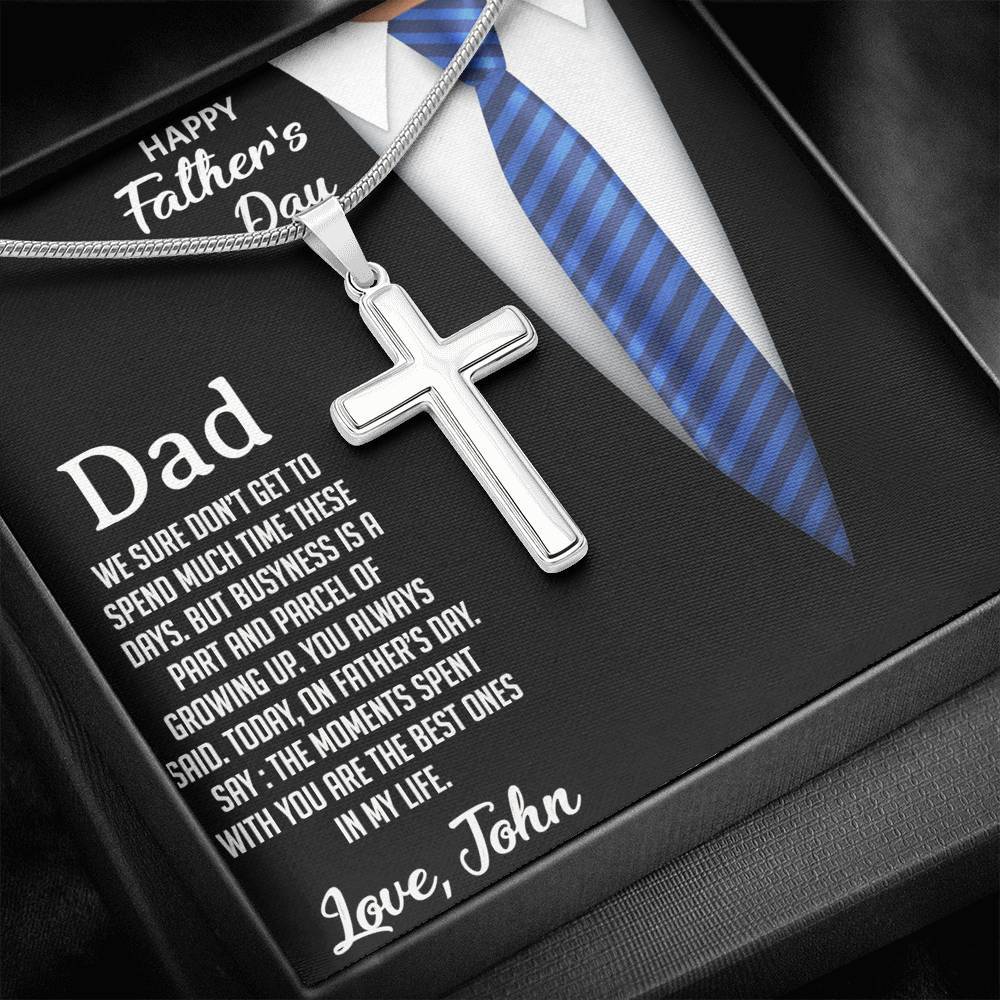 Jewelry Gift For Dad For Father's Day, Artisan Crafted Necklace For Father From Kids, Dad The Moments Spent With You Are The Best Ones, Custom Silver Necklace