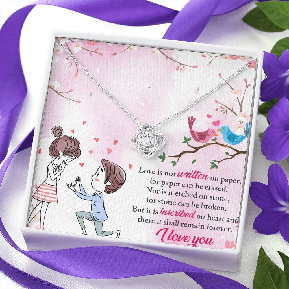 Jewelry 14K White Gold Finish I Love You-Knot Pendant For Your Better Half