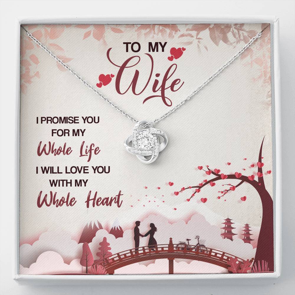 Jewelry 14K White Gold Finish I Will Love You With All My Heart- Knot Necklace