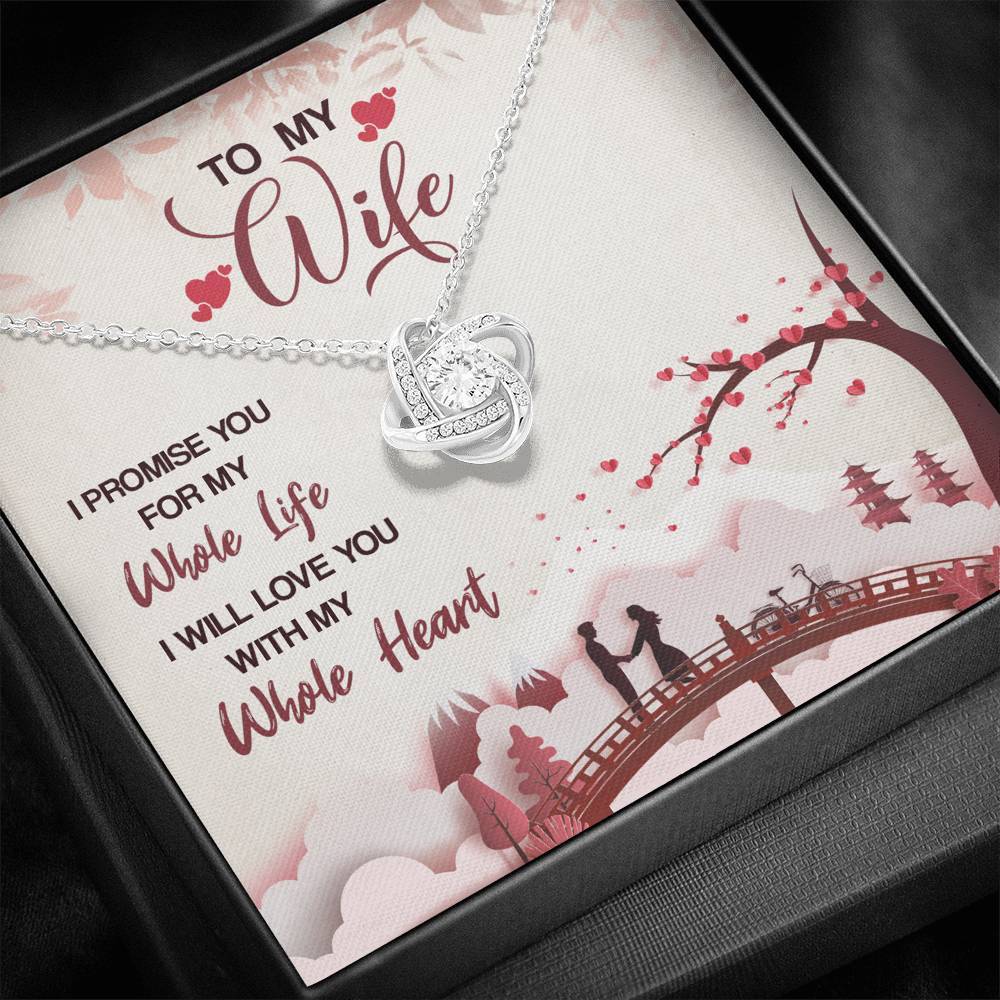 Jewelry 14K White Gold Finish I Will Love You With All My Heart- Knot Necklace