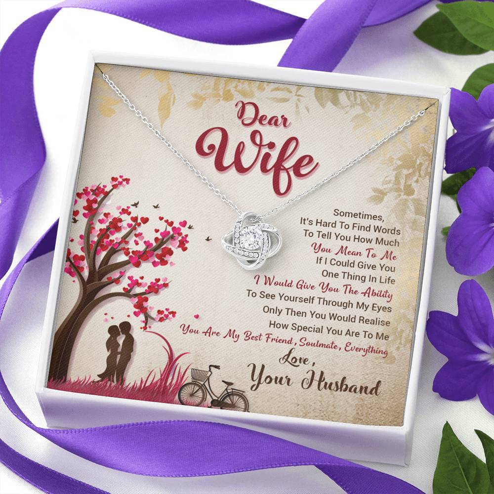 Jewelry 14K White Gold Finish Knot Pendant- Dear Wife You Are My Soulmate