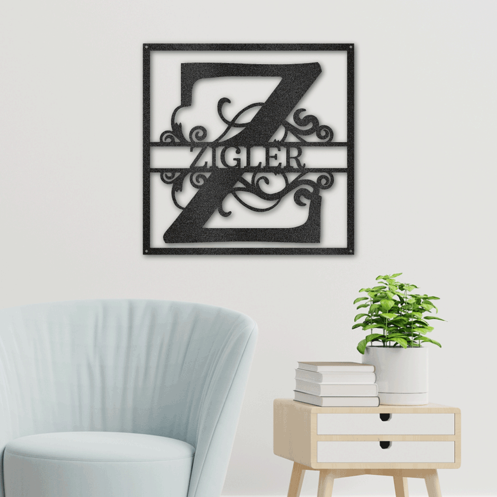 Jewelry Black / 18 Split Square Name - Steel Sign
