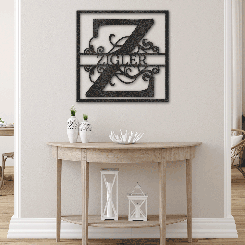 Jewelry Black / 30 Split Square Name - Steel Sign