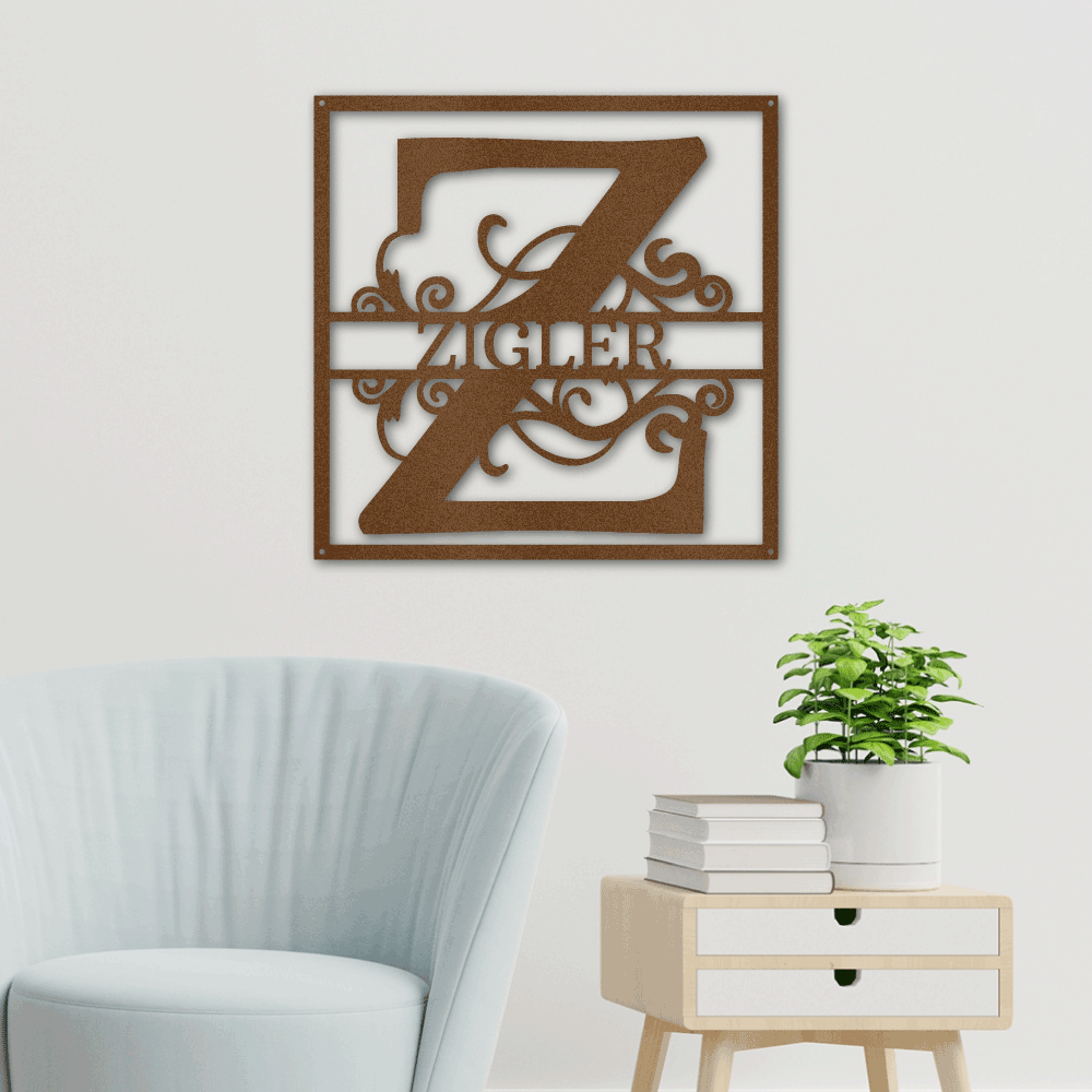 Jewelry Copper / 18 Split Square Name - Steel Sign