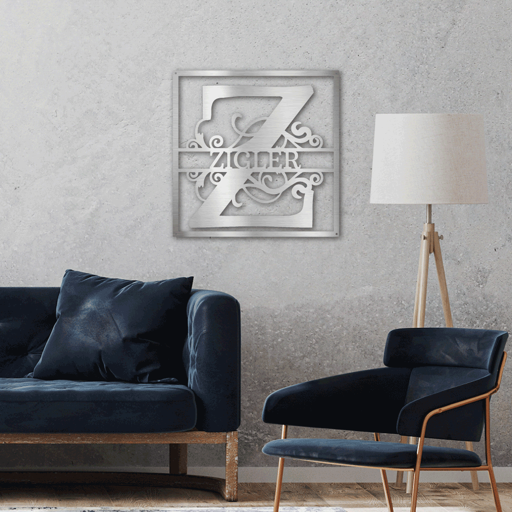 Jewelry Silver / 24 Split Square Name - Steel Sign
