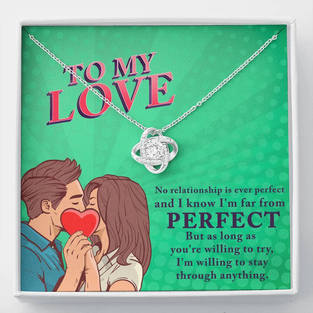 Jewelry 14K White Gold Finish To My Love-Knot Necklace