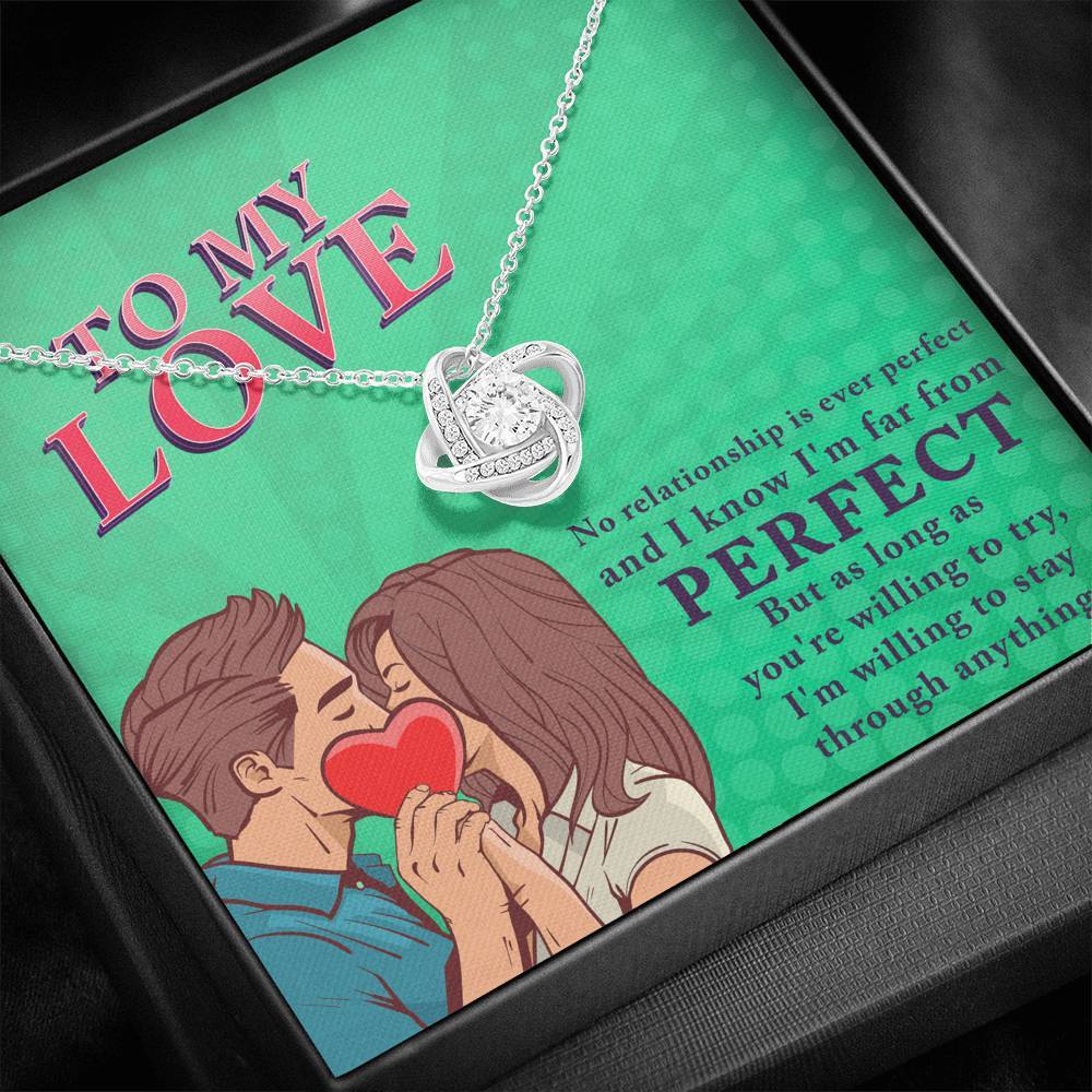 Jewelry 14K White Gold Finish To My Love-Knot Necklace