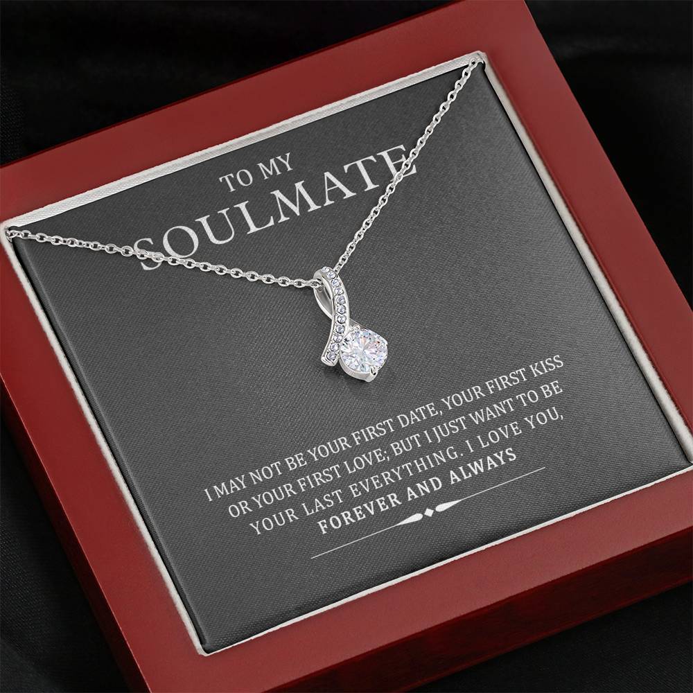 Jewelry Mahogany Style Luxury Box To My Soulmate Necklace for Wife from Husband with Message card & Box, Present for Girlfriend Birthday, Valentine's Day, Anniversary, Christmas