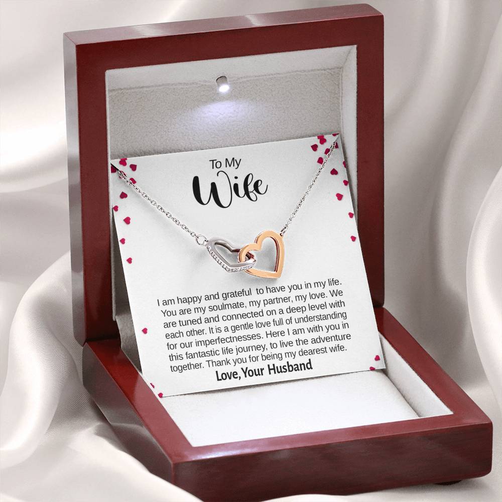 Jewelry To My Wife, Interlocking Hearts Necklace With Message Card