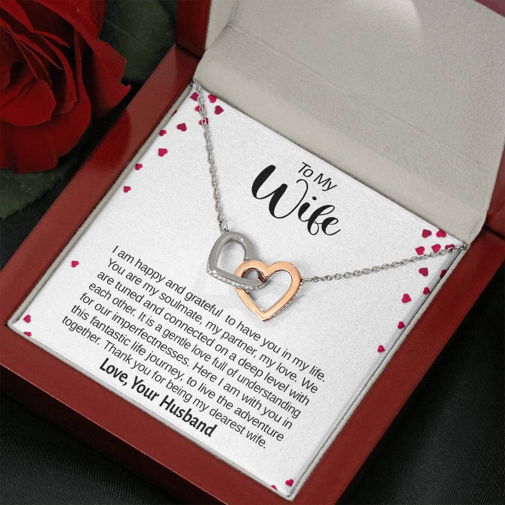 Jewelry To My Wife, Interlocking Hearts Necklace With Message Card
