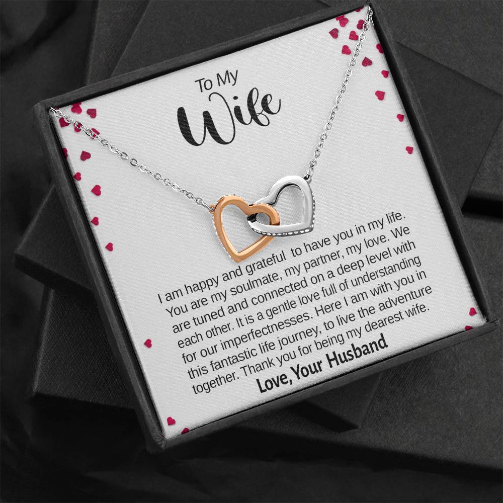 Jewelry To My Wife, Interlocking Hearts Necklace With Message Card