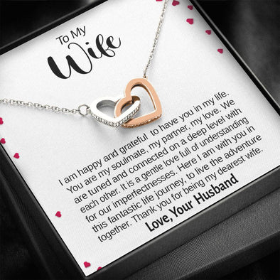 Jewelry Standard Box To My Wife, Interlocking Hearts Necklace With Message Card