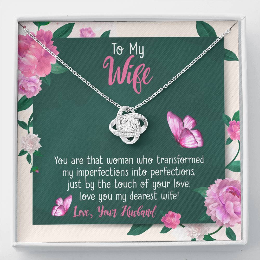 Jewelry 14K White Gold Finish To My Wife-Love Knot Necklace