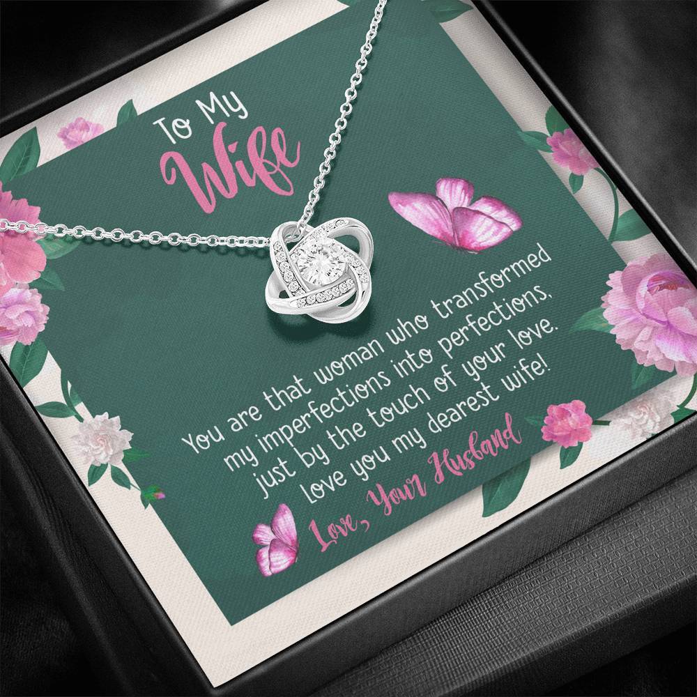 Jewelry 14K White Gold Finish To My Wife-Love Knot Necklace