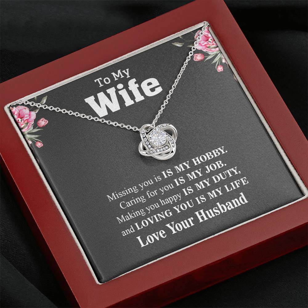 Jewelry Mahogany Style Luxury Box To My Wife, Loving Is You My Life Knot Pendant With Message Card