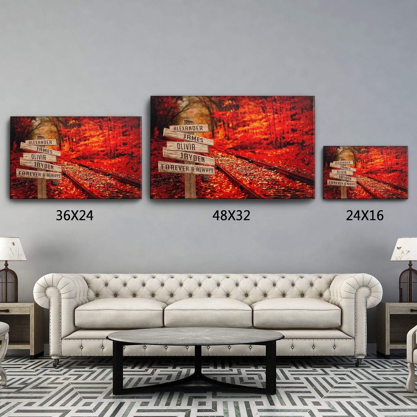 Maple Forest Color Customized Canvas With Multi Names