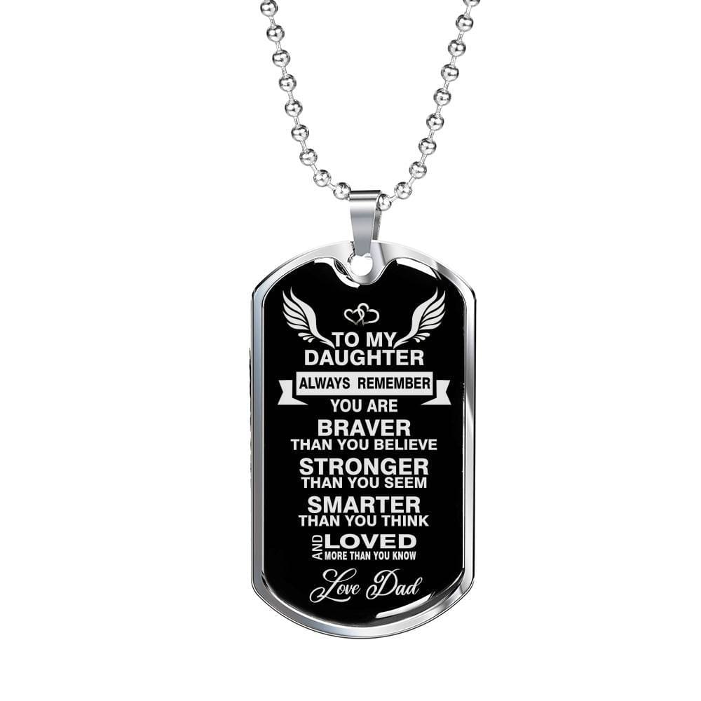 To My Strong Daughter Luxury Military Necklace