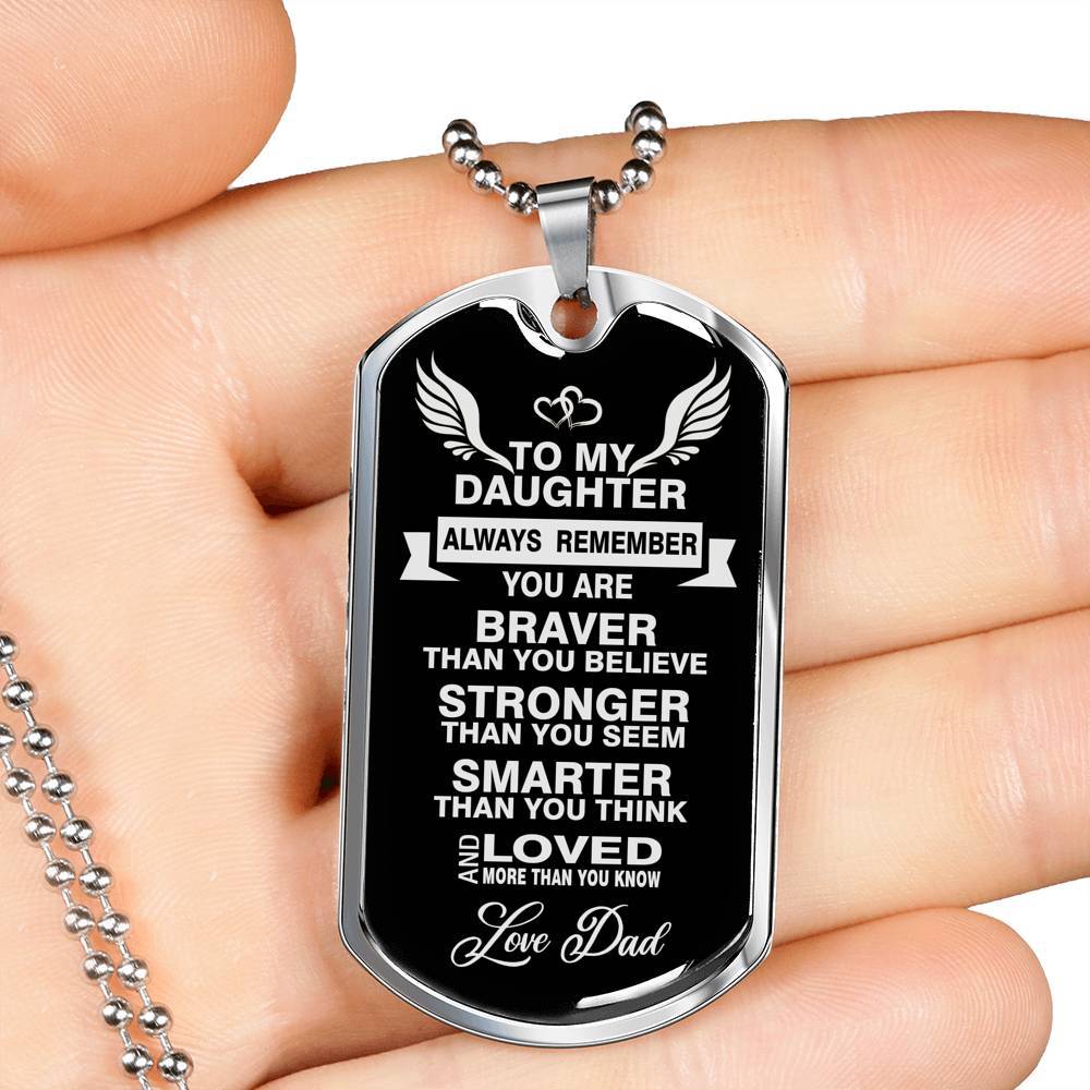 To My Strong Daughter Luxury Military Necklace