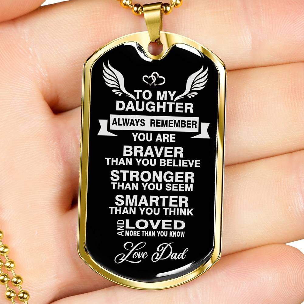 To My Strong Daughter Luxury Military Necklace
