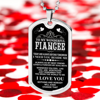 Gift To Your Fiancee Military Necklace With Engraving