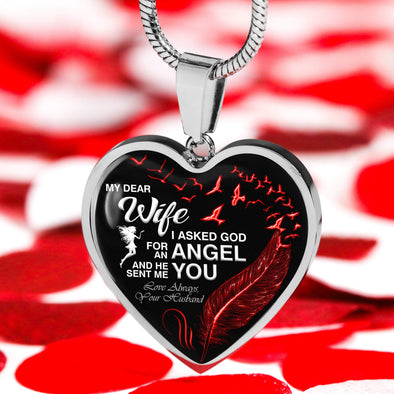 "Dear Wife You Are My Angle" Necklace For Your Love **With Transparency**