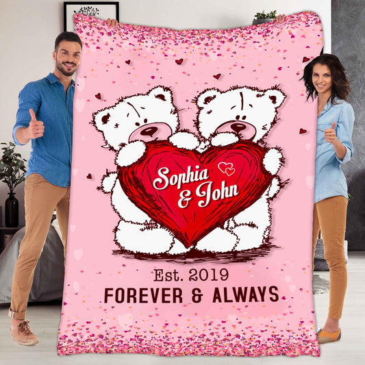 Personalized Blanket Customized Forever And Always Couples Blanket | Customized Couple Blankets