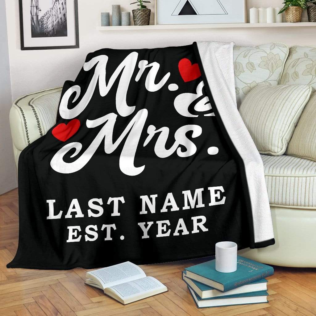 Mr And Mrs Custom Blanket With Name And Wedding Year