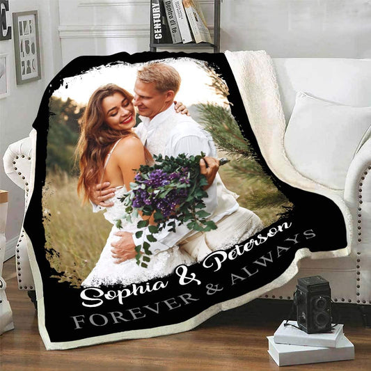 Luxurious Personalized Photo Blanket for Couples