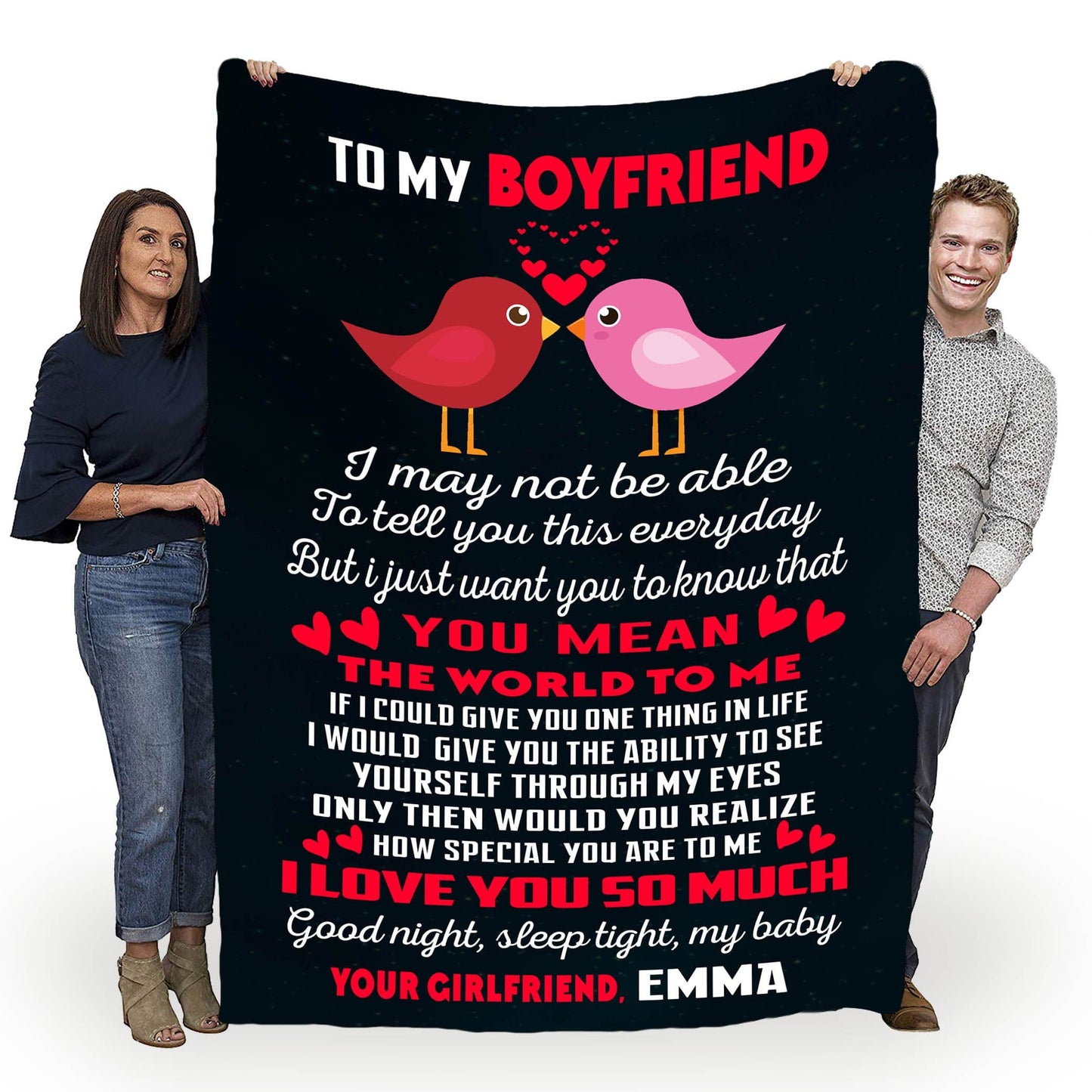 "To My Boyfriend I Love You So Much"- Personalized Blanket